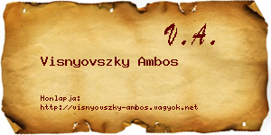 Visnyovszky Ambos névjegykártya